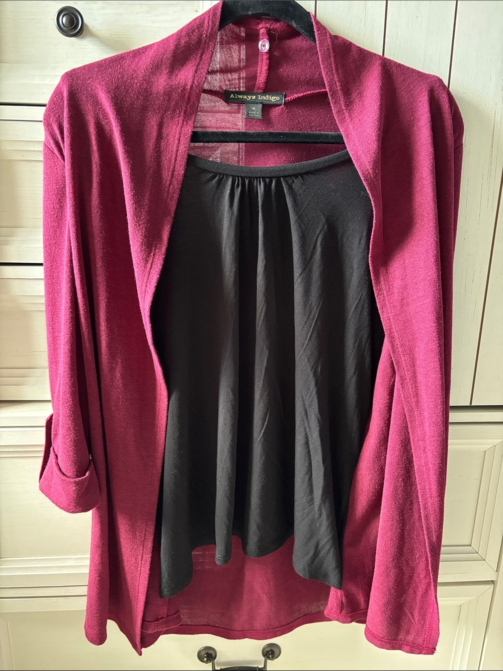 Always Indigo Women's Open Cardigan in Berry